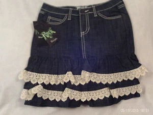 Ladies "Wrangler Rock 47" Size 32, Blue Denim, Ultra Low Rise, Skirt MSRP $88 - Picture 1 of 8