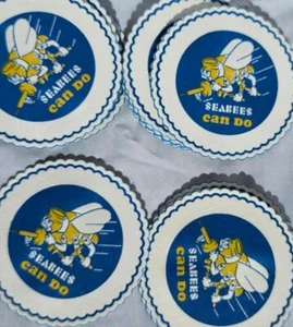 Lot 48 Vtg US Navy Seabees Can Do Blue White Bar Drink Coasters Paper 3.25" - Picture 1 of 1