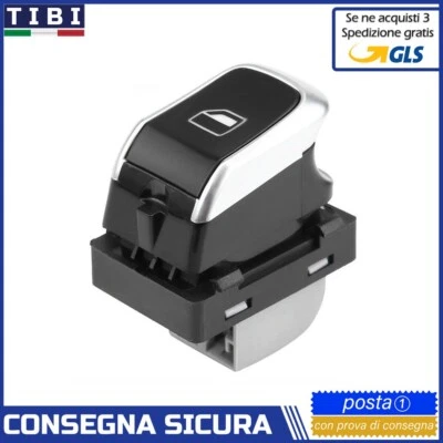 PULSANTE INTERRUTTORE ALZACRISTALLI FINESTRINI AUDI A4 A5 Q5 CROMATO - Immagine 1 di 4