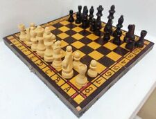 Handmade Wooden Chess Board Game Carved Vintage Wooden Box Ornate Cute