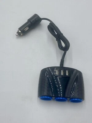 Enchufe adaptador de corriente 12V, divisor de enchufe para encendedor de cigarrillos cargador de coche USB de 3 vías Foto 1 de 4