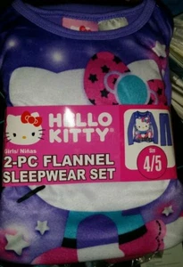 Hello Kitty Girls Two-piece Flannel Sleepwear Set Size 4/5 Pajamas - Picture 1 of 2
