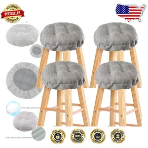 Multipurpose 4 Pack Padded Round Stool Covers, 13x13 in, Stylish Beige Fabric - Picture 1 of 9