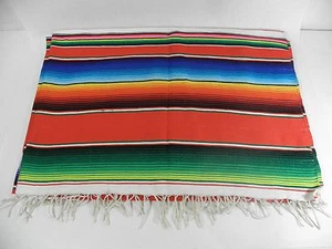Genuine Mexican Blanket Serape Picnic Rug Saltillo Throw Vibrant Colors0101010 - Picture 1 of 4