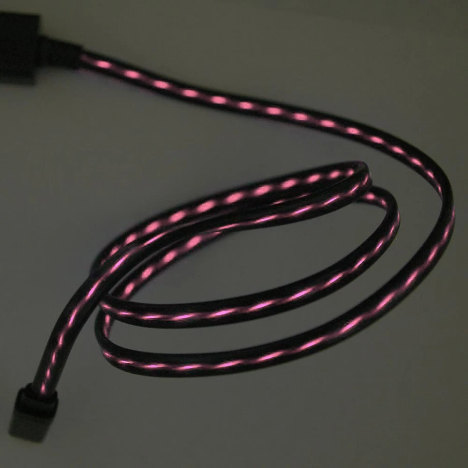 3Ft USB iPhone 12/X/8/7/6s/6/6+/5 Data Sync Flowing LED Light Up Charger Cable - Image 1 of 4