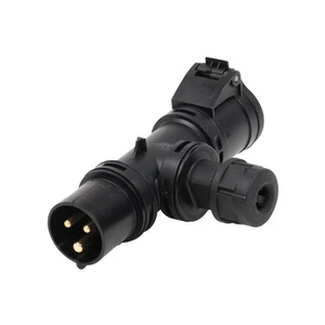 Black 16A T Connect Pass Through Heavy Duty Stage Lighting Power Distro Rewire - Picture 1 of 1