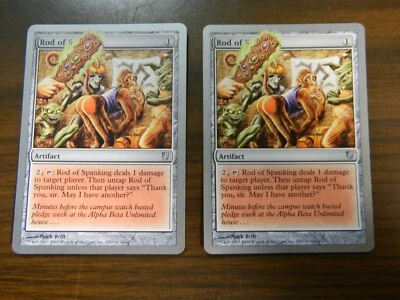 MTG Unhinged Rod Of Spanking x2 Artifact Uncommon Excellent - NM Condition - Image 1 of 2