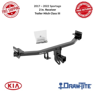 Enganche de remolque Draw-Tite 76074 clase III negro receptor de 2" para 17-22 KIA Sportage Foto 1 de 4