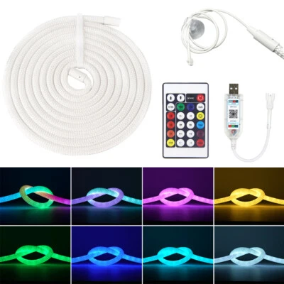 2m 5V RGB IC 360 Degree Round LED Neon Rope Light Strip Kit Waterproof Outdoor - Image 1 of 4