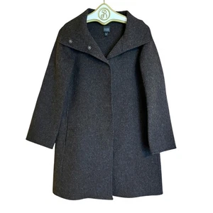 Eileen Fisher Coat XS Alpaca Wool Blend Button Front Gray Brown Minimalist - Picture 1 of 13