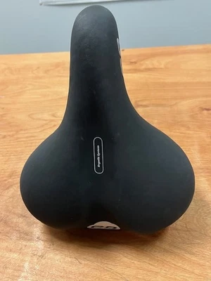 Cloud-9 Ladies Bicycle Comfort Saddle - Black Vinyl Cover Steel Rails - Image 1 of 3
