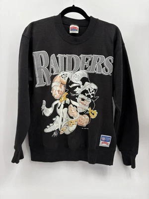 Vintage 1988 Raiders Mascot Nutmeg Jack Davis Black Crewneck Sweatshirt Medium - Image 1 of 4