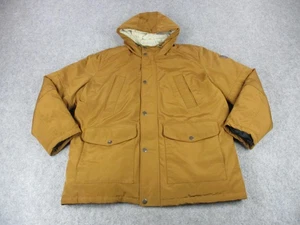 Lucky Brand Jacket Mens XL Brown Hooded Insulated Parka Faux Sherpa Lined Zip - Picture 1 of 10