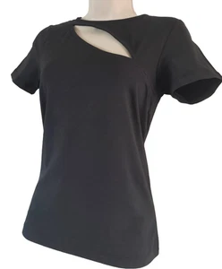 Camiseta Top Bonprix Negra Elástica Corte Frontal Talla 6-8 NUEVA - Imagen 1 de 3