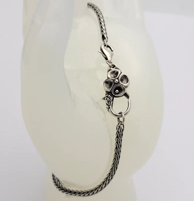 Brazalete LAA Trollbeads cola de zorro plata esterlina .925 broche de flores talla 8,25" 10,9 g Foto 1 de 4