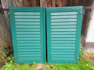 1 Paar Fensterladen - Holz - gebraucht - Höhe 126 cm - Breite 70 cm - Bild 1 von 23