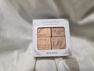 Pure Baby Wooden Story Cubes by Nikita Rotuman Preloved Free Post Aust - image 1 of 4