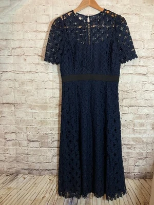 Vestido Antonio Melani Para Mujer 8 Azul Marino Encaje Largo Completo Oscuro Romántico Foto 1 de 4