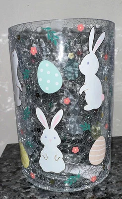 Yankee Candle conejitos de Pascua y huevos soporte de vidrio craquelado vaso grande nuevo en caja Foto 1 de 3