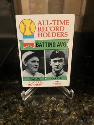1979 年 Topps #414 历史唱片持有者:击球平均 R. Hornsby、Ty Cobb — 第 1/2 张图片