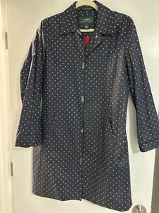 Lauren Ralph Lauren Navy Blue Polka Dot Rain Jacket w/Red Lining Size Small - Picture 1 of 5
