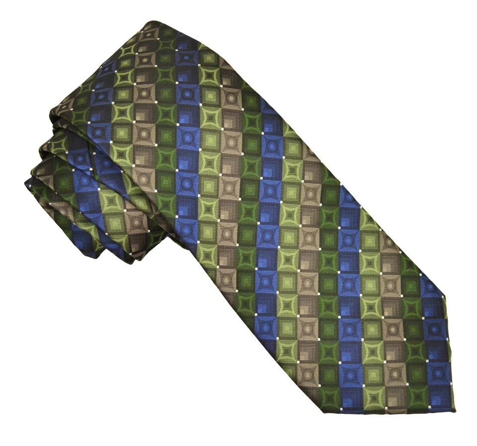John Ashford Mens  Dress Necktie Striped Green Machine Washable - Image 1 of 2