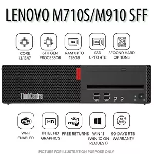Lenovo ThinkCentre M910 SFF Intel Core i7 6700 64GB RAM 1TB SSD Wi-Fi Enabeld PC - Picture 1 of 6