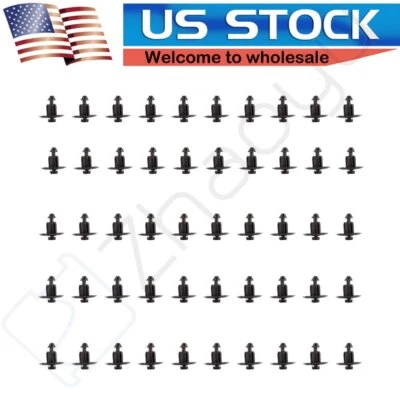 50Pcs Push Type Door Trim Car Clips Black For Dodge Chrysler Ref#WX68DX9-AA - Изображение 1 из 4