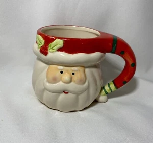 VINTAGE KERAMIK WEIHNACHTSMANN GESICHT MIT ROTEM HUT WEIHNACHTEN URLAUB TASSE TASSE - Bild 1 von 5