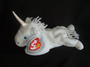 TY BEANIE BABY MYSTIC - UNICORN WITH IRIDESCENT HORN WOOL MANE AND TAIL - MINT - Picture 1 of 1