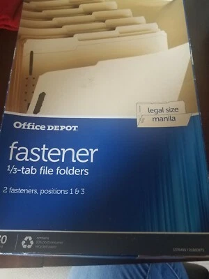 office depot fastener 1/3-tab file folders upc 011491014315 - Image 1 of 4