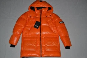 AUTHENTIC MACKAGE Unisex KENNIE Lustrous light down parka hood 8-14 years FLAME - Picture 1 of 11