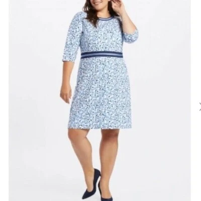 Draper James Persley понте вязаный синий темно-синий цветочный принт эластичная лента XL - Изображение 1 из 4