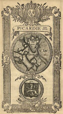 Picardie Castle Of Guise Plan Card Coat Arms Lemau The Jaisse engraving 1736