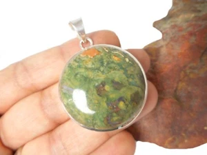COLGANTE de piedras preciosas 925 de plata esterlina riolita - caja de regalo - Imagen 1 de 5