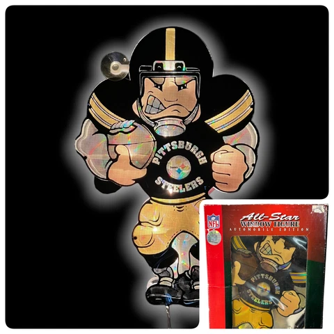 NFL Pittsburg Steelers Decal Car Auto Truck Lighted Figure Vintage Suction Cling Cover