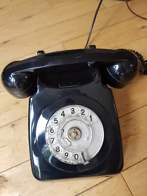 Vintage GPO 746F Rotary Dial Black Telephone Home Retro • 24.52€