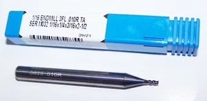 1/16" (0,0625") HARTMETALL SCHAFTFRÄSER 3 FLÖTEN BESCHICHTET RADIUS TITAN KYOCERA SGS 05285 - Bild 1 von 2