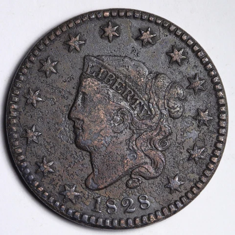 1828 Small Wide Date Coronet Head Large Cent XF DETAILS E278 AB Cover