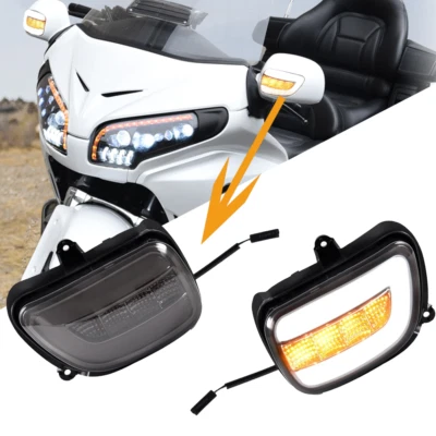 Smoked LED Indicators Turn Signal light For Honda Goldwing 1800 2001-2017 2016 - Image 1 of 4