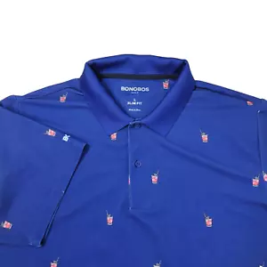 Bonobos Slim Fit Herren Large blau Allover Cocktail Performance Stretch Golf Polo - Bild 1 von 6