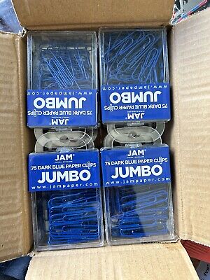 JAM PAPER Colorful Jumbo  Large 2 Inch Dark Blue Paperclips 12 Packs Of 75 • 49.99$