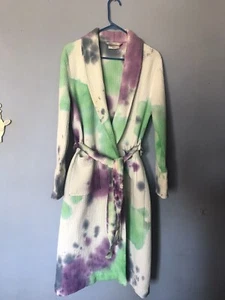 OOAK Hand Tie Dyed Turkish Cotton Castle Waffle Knit Bath/Spa Robe Size S Pastel - Picture 1 of 20
