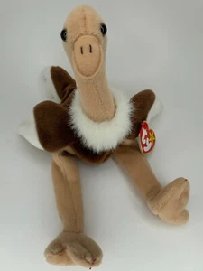 Stretch - Strauß - Ty Beanie Baby 1997 ZURÜCKGENOMMEN Stofftier Plüsch Vogel mit Etikett - Bild 1 von 14
