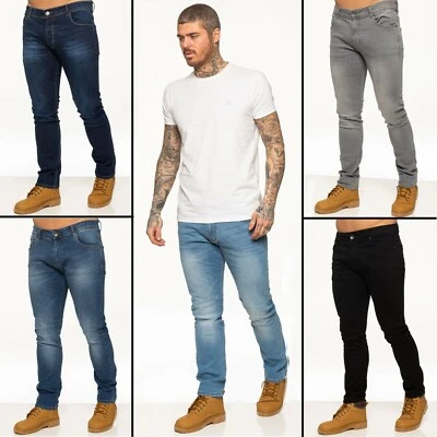 Enzo Mens Jeans Slim Fit Stretch Skinny Denim Trousers Cotton Pants All UK Sizes - Image 1 of 4