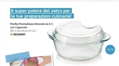 Tupperware Pirofila Premiaglass da 2.1 litri in vetro borosilicato con coperchio - Immagine 1 di 2