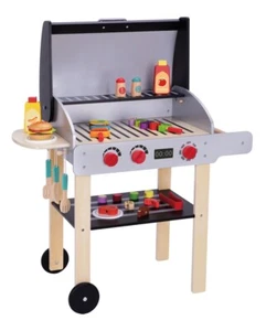 Wooden BBQ Grill Playset - Pretend Play | Tooky Toy | Free Postage - Picture 1 of 5