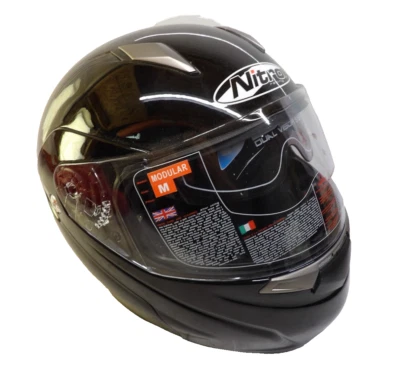 Nitro Modular Motorcycle Street Bike Helmet Black Medium Dual Visor - Image 1 of 4