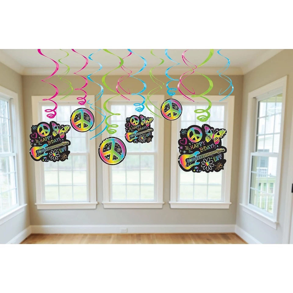 Неоновые украшения для вечеринки на день рождения с принтом зебры бабочка мир гитара висячие завитки - Изображение 1 из 1