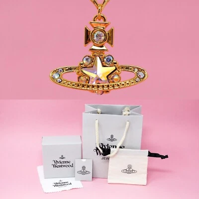 Vivienne Westwood Necklace Gold Plated Holographic Star Orb Pendant Gift Box Set - Image 1 of 4